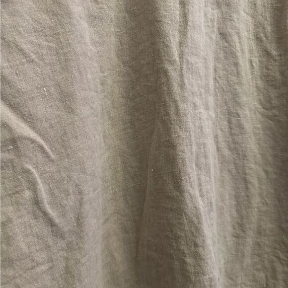 Flax Size Medium Oversized Relaxed Fit Oatmeal Linen Button Front Blouse - Picture 6 of 10